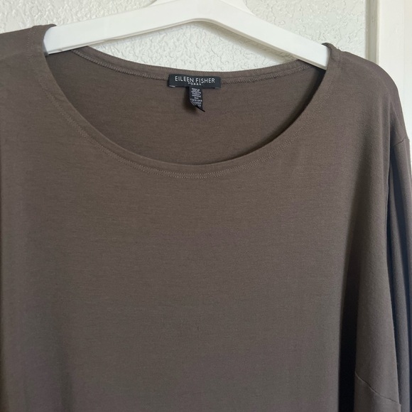 Eileen Fisher Asymmetric Brown Top Size 1X - Picture 3 of 8